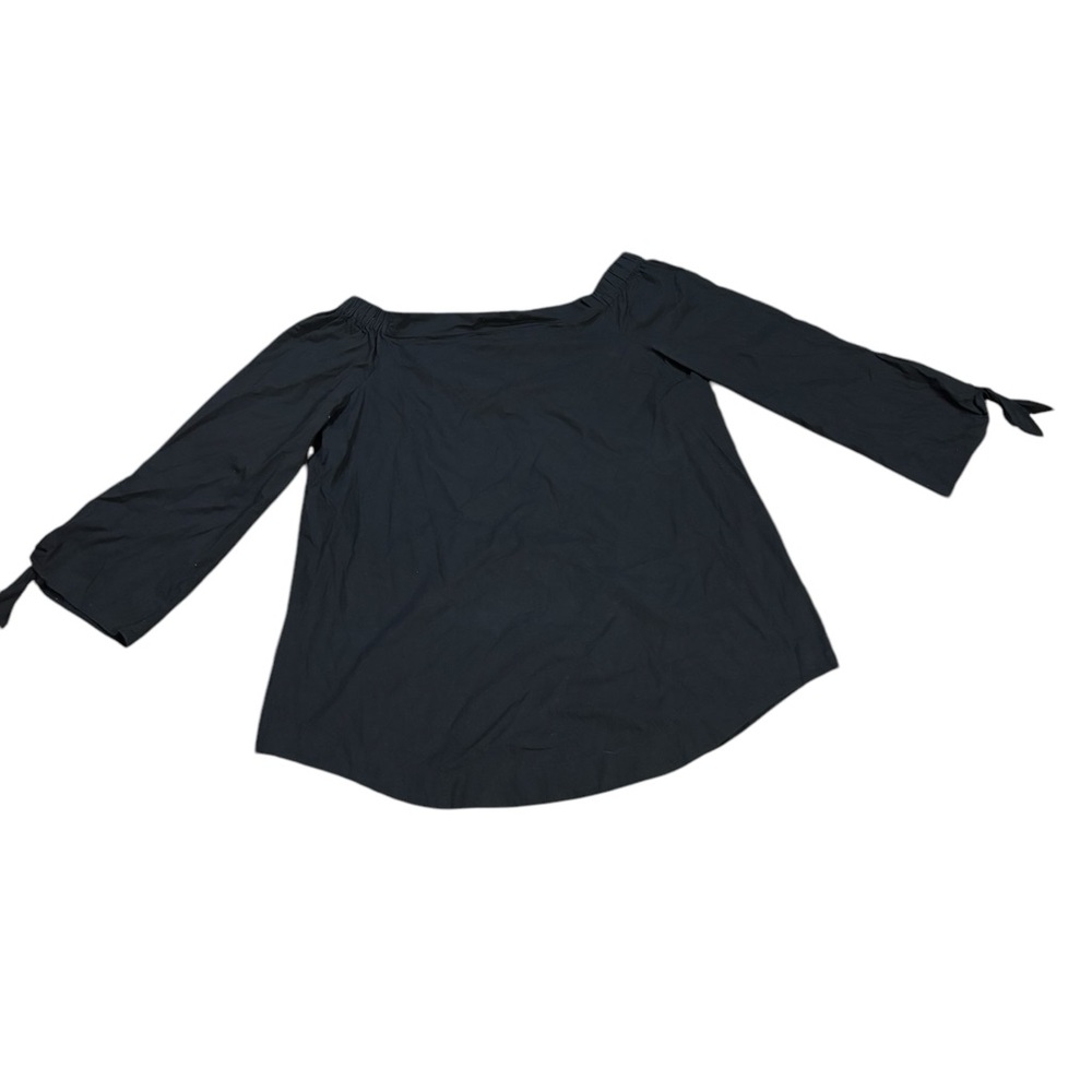 Off-Shoulder Black Tie-Sleeve Women's Top